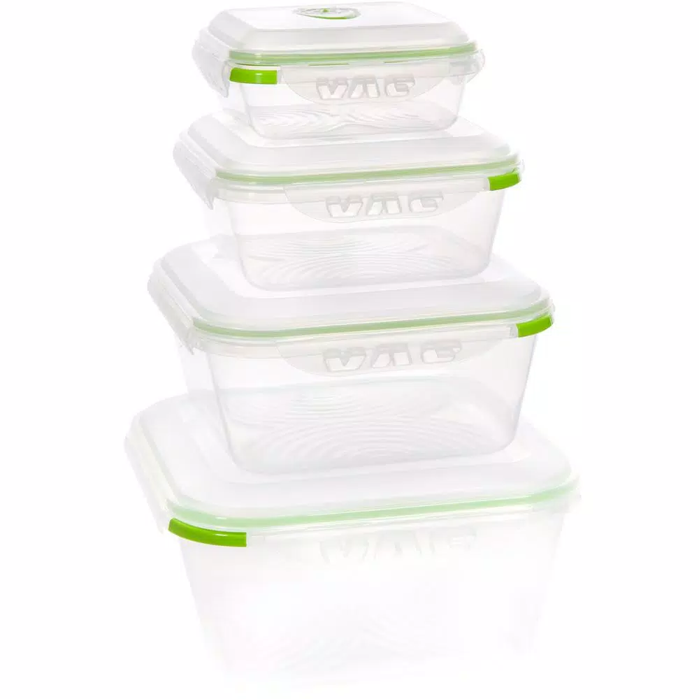 Ozeri INSTAVAC Green Earth 8-Piece Food Storage Container Set with Vacuum Seal and Locking Lids