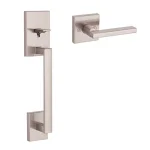 Kwikset San Clemente Satin Nickel Handleset with Halifax Square Lever & Microban Technology thumbnail 1