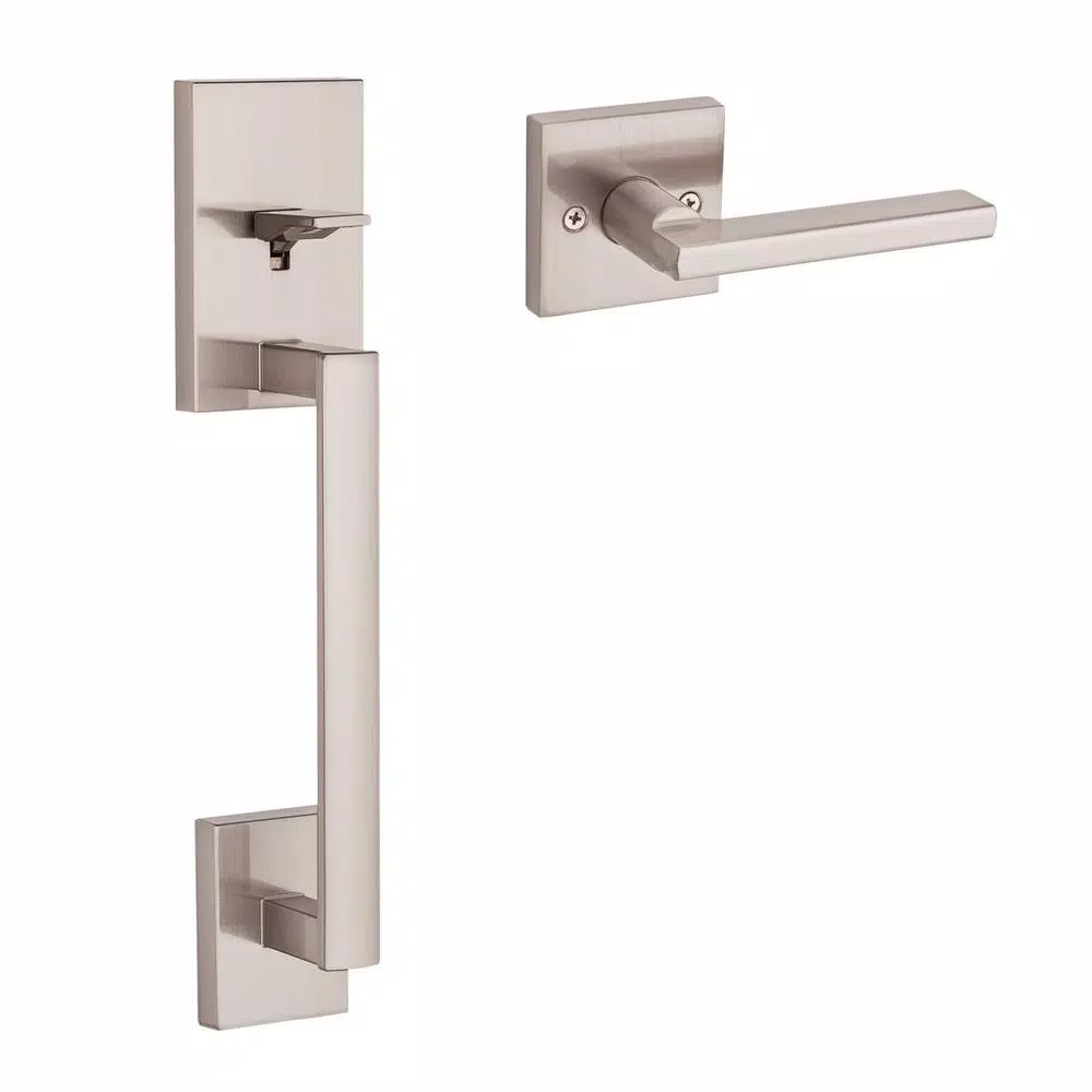 Kwikset San Clemente Satin Nickel Handleset with Halifax Square Lever & Microban Technology