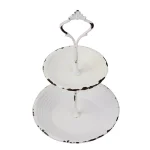 Stonebriar Collection Stonebriar Shabby Chic Worn White 2-Tier Metal Serving Tray thumbnail 4