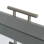 Kate and Laurel Lipton Gray Hexagon Decorative Tray with Mirrored Base and Polished Metal Handles thumbnail 4