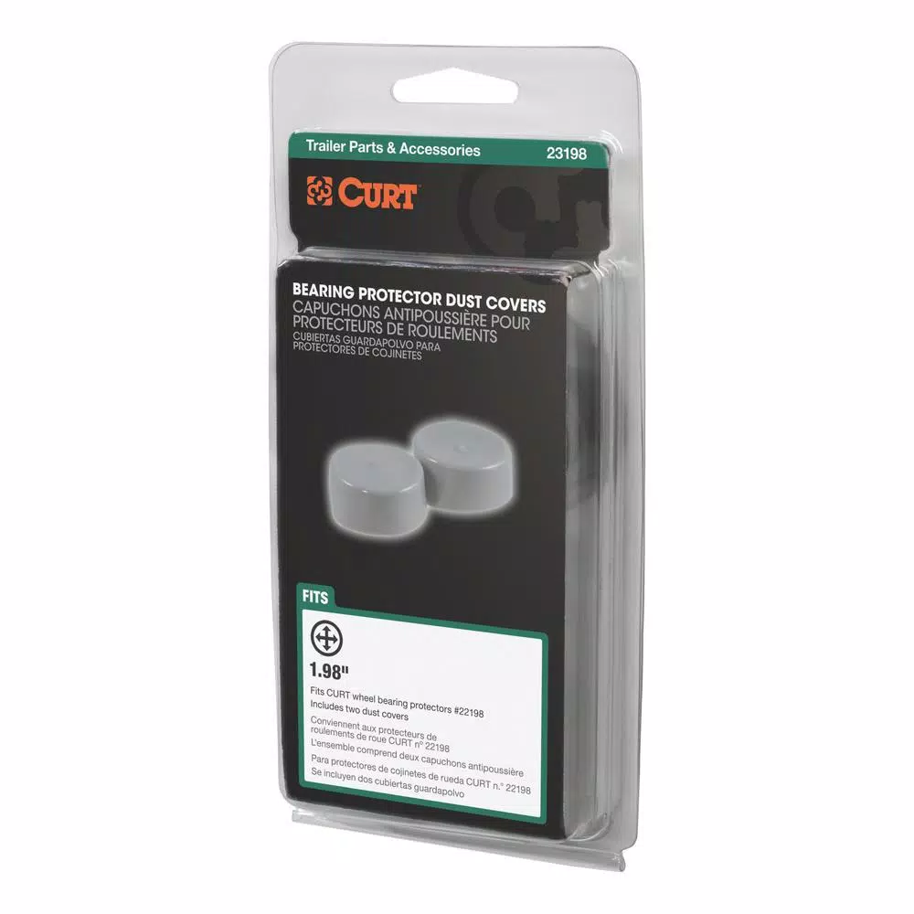 CURT 1.98" Bearing Protector Dust Covers, Gray Plastic (2-Pack)