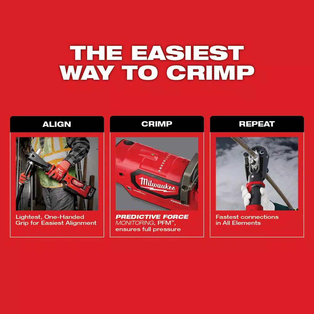 Milwaukee M18 FORCE LOGIC 15-Ton Cordless Utility Crimper Kit with 2 Batteries and Charger