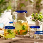 Libbey Sangria 5-Piece Glass Pitcher and Rocks Glass Set with Blue Accents thumbnail 2