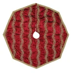 VHC Brands 48 in. Yule Christmas Red Glam Decor Tree Skirt with Gold Embroidered Paisley thumbnail 1