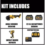 DEWALT FLEXVOLT 60V MAX Brushless 4-1/2 in. Angle Grinder Kit with (2) 6.0Ah Batteries & Impact Driver thumbnail 2