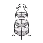 LITTON LANE New Traditional 3-Tier Black Wrought Iron Decorative Basket Tray Stand thumbnail 1