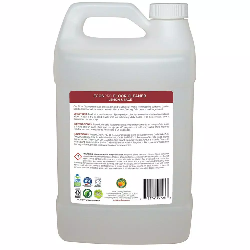 ECOS Pro Floor Cleaner, 128 oz. Ready-to-Use Liquid for Hardwood, Laminate, Tile, and Vinyl