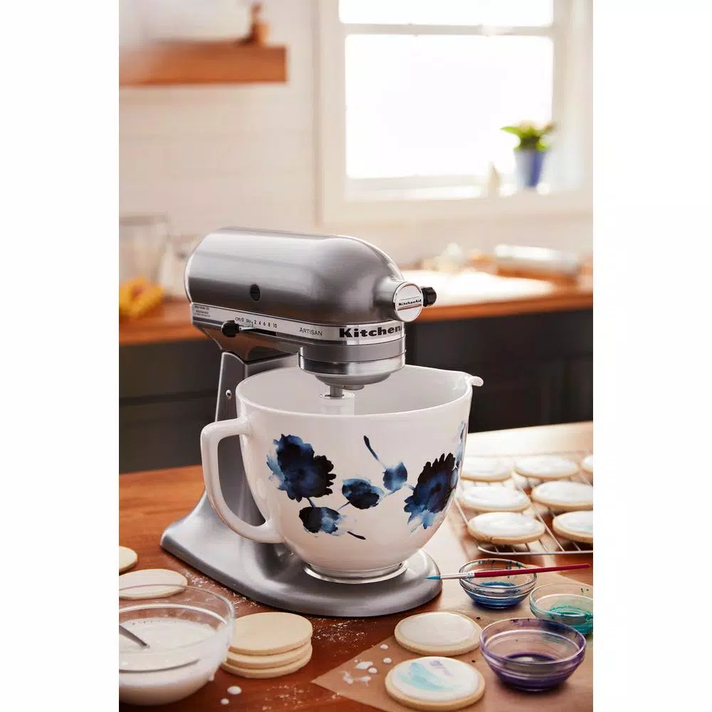 KitchenAid 5 Qt. Titanium-Reinforced Ceramic Mixing Bowl, Ink Blue Watercolor