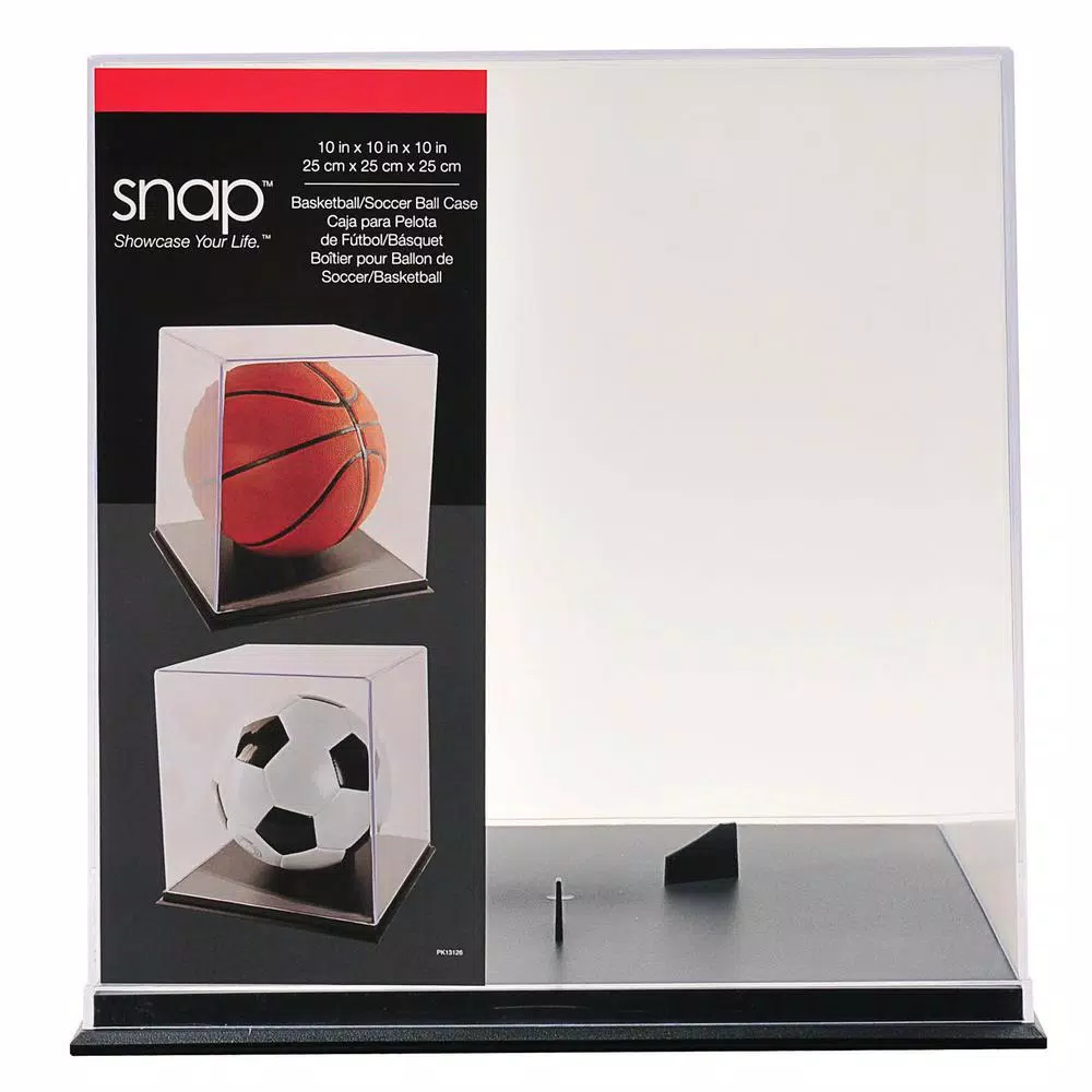 Pinnacle Snap Basketball & Soccer Memorabilia Shadow Box Display Case - Black with Clear Cover