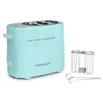 Nostalgia Retro Series 2-Slice Aqua Long Slot Hot Dog and Bun Toaster with Crumb Tray and Mini Tongs thumbnail 1