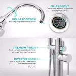 AKDY Freestanding Floor Mount Roman Tub Faucet with Hand Shower, Chrome thumbnail 3