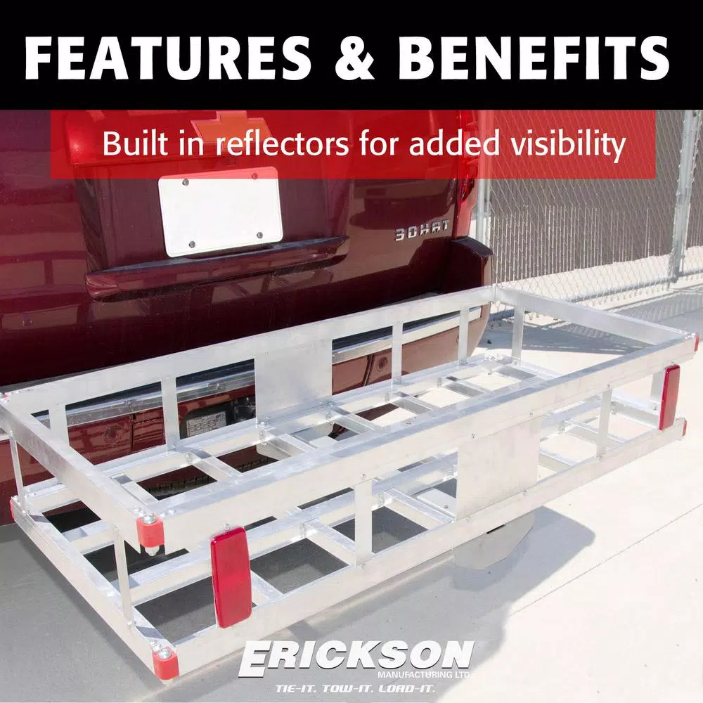 Erickson 48 in. x 22 in. Aluminum Hitch Cargo Carrier, 500 lb. Capacity, 2 in. Receiver