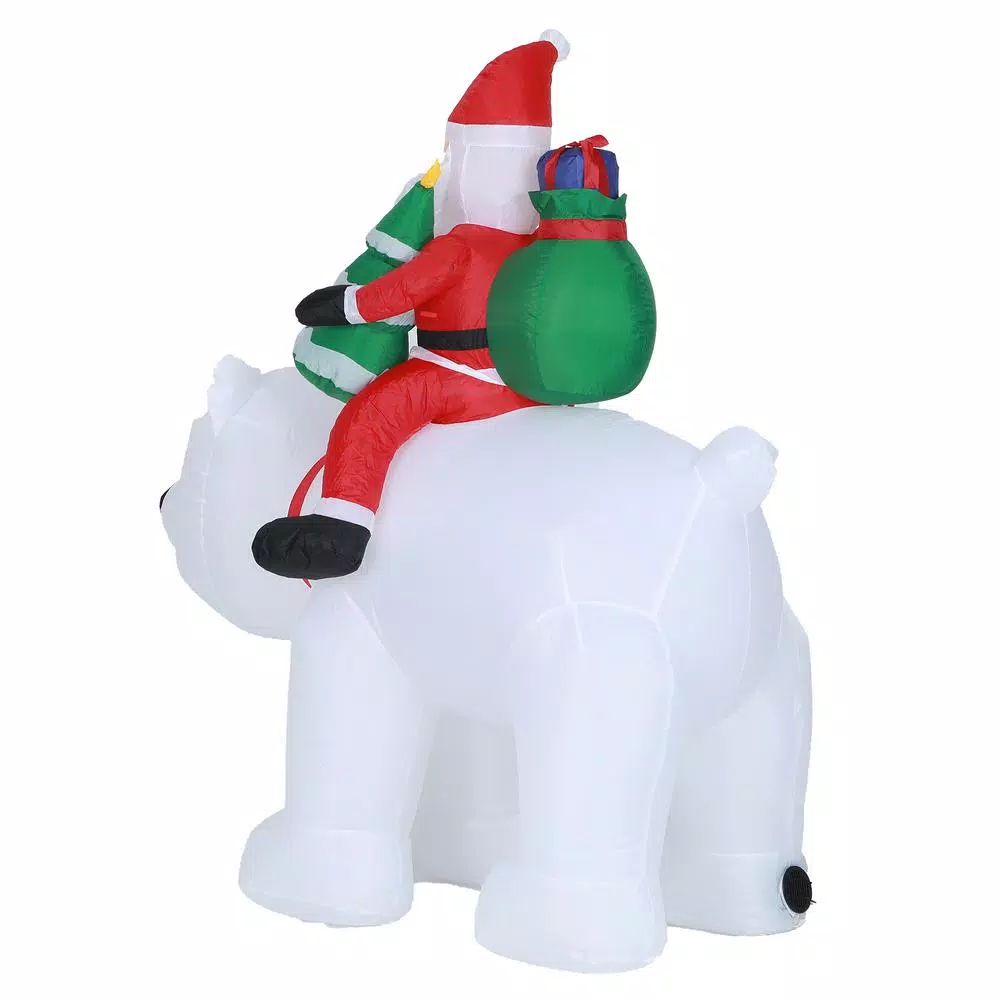 Luxen Home 6 ft. Santa and Polar Bear Inflatable Holiday Yard Decor with LED Lights