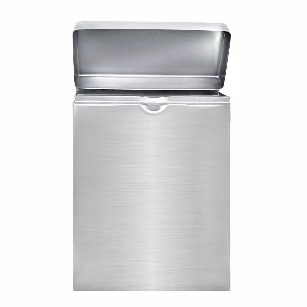 Alpine Industries Wall-Mounted Sanitary Napkin Receptacle, Brushed Stainless Steel