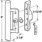 Prime-Line Gray Diecast Sliding Patio Door Handle with Wood Grip, 3-15/16 in. Mounting thumbnail 2
