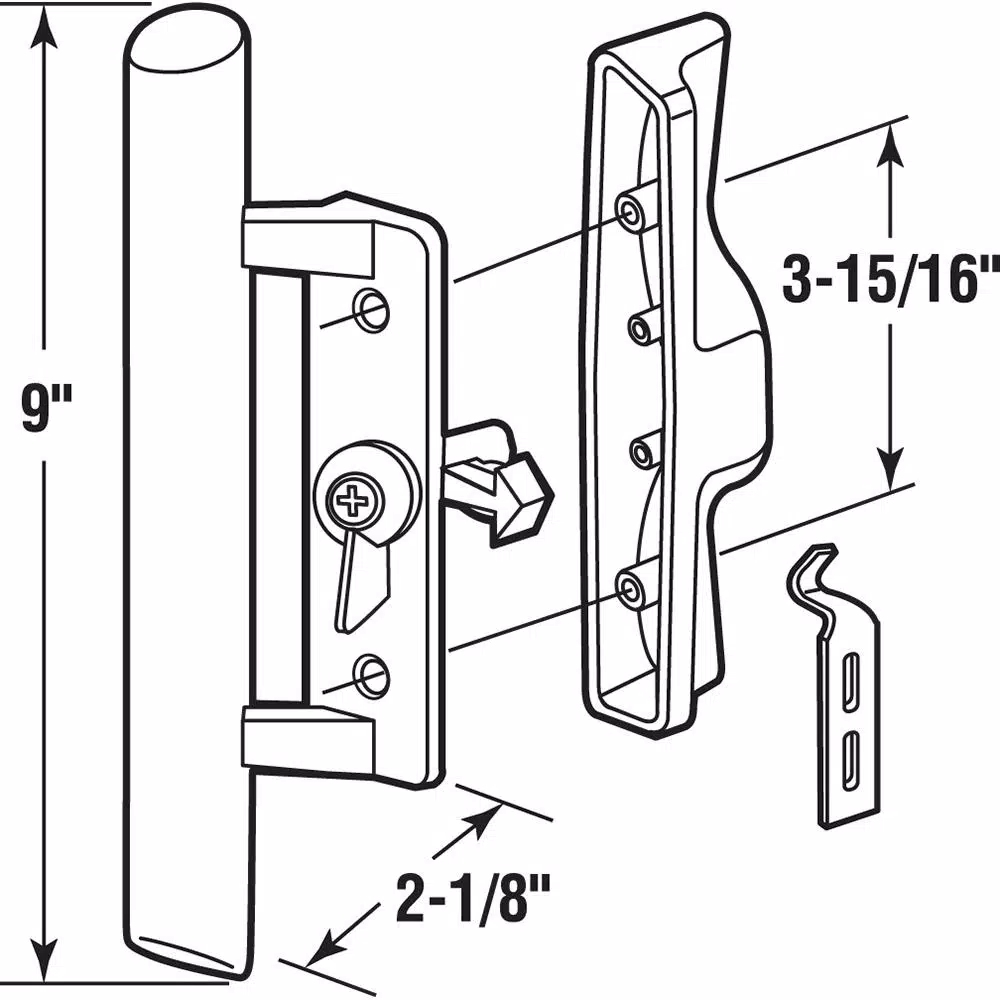Prime-Line Gray Diecast Sliding Patio Door Handle with Wood Grip, 3-15/16 in. Mounting