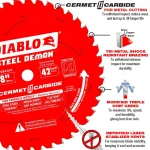 Diablo 8 in. Steel Demon Cermet II Carbide Circular Saw Blade, 42-Tooth for Ferrous Metals & Stainless Steel thumbnail 3