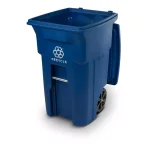 Toter 64 Gallon Blue Rollout Recycling Container with Attached Hinged Lid thumbnail 6