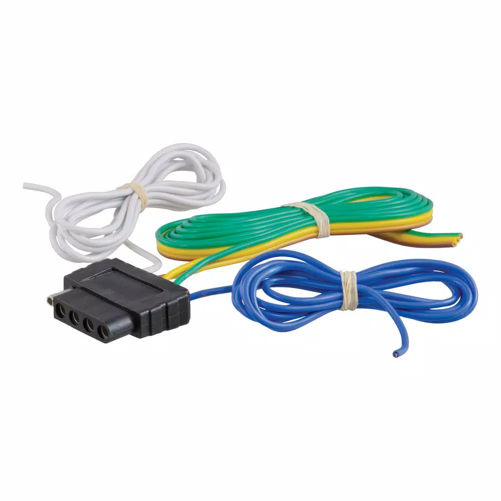 CURT 5-Way Flat Female Connector Socket with 60" Color-Coded Wires