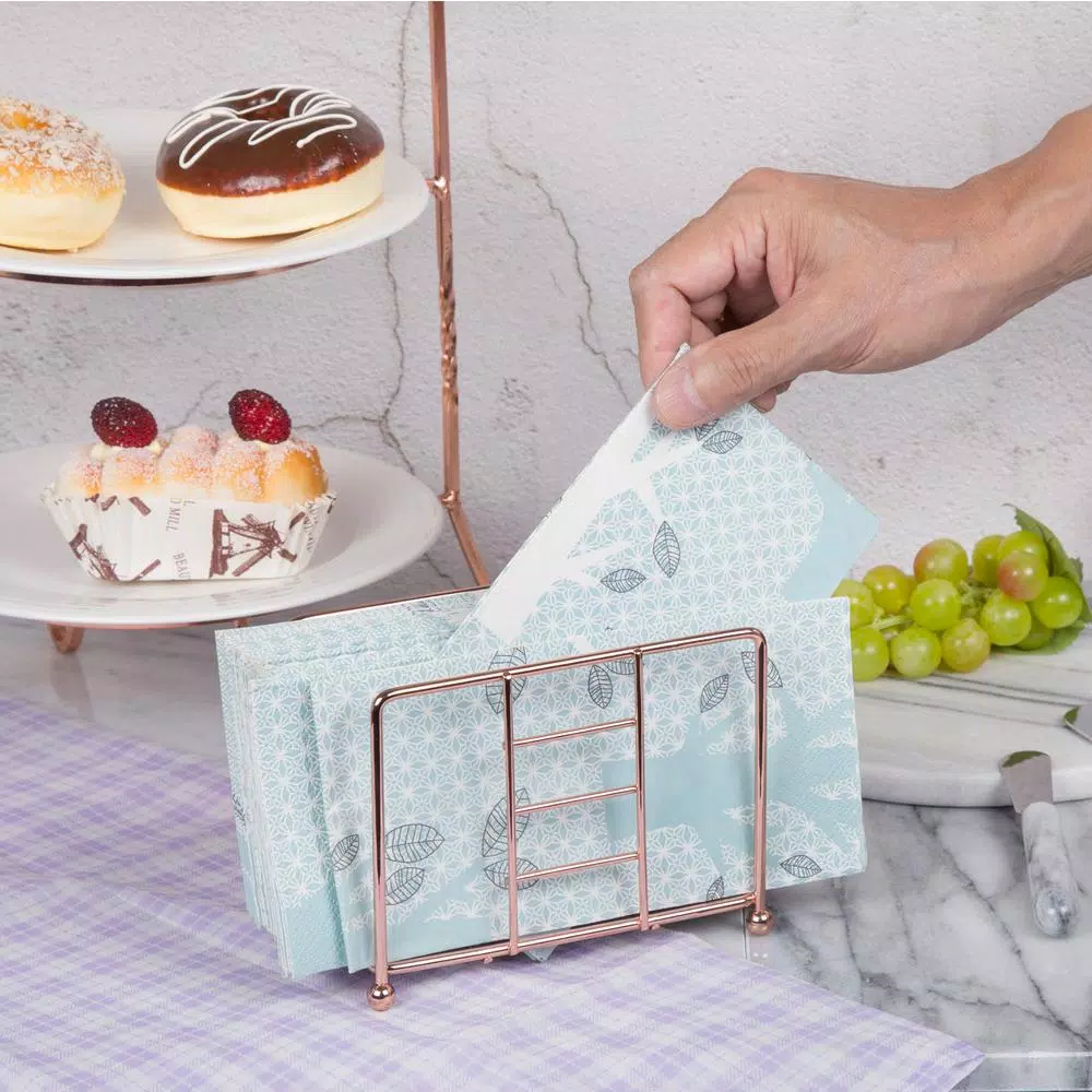 Creative Home Copper Plated Iron Napkin Holder, Elegant Metal Tissue Dispenser for Kitchen and Dining Table