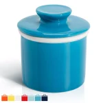 Sweese French Butter Crock - Porcelain Butter Keeper Dish, Steel Blue thumbnail 1
