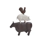 LITTON LANE Polystone Stacked Barnyard Animals Sculpture - Rustic Farmhouse Decor thumbnail 2