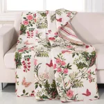 Greenland Home Fashions Butterflies Multi Quilted Cotton Throw Blanket, Reversible Floral Design thumbnail 1