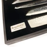 BergHOFF Martello 5-Piece German Steel Knife Set with Wooden Case - Textured Blades thumbnail 3