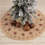 VHC Brands 21 in. Jute Burlap Poinsettia Tree Skirt - Natural Tan Holiday Decor thumbnail 4