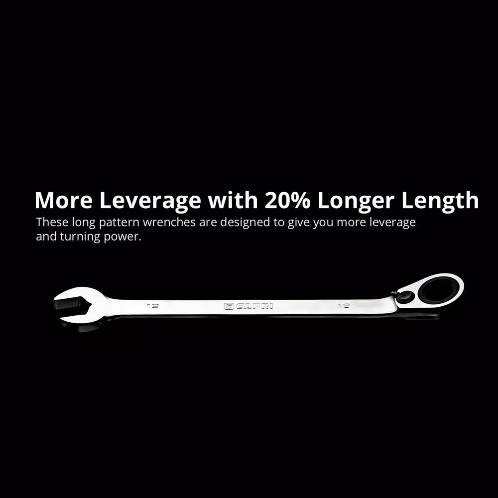 Capri Tools Metric 12-Piece Long Pattern Reversible Ratcheting Combination Wrench Set with Wrench Rack