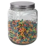 Unbranded 122 oz. Large Clear Glass Mason Canister Jar with Brushed Stainless Steel Lid thumbnail 3