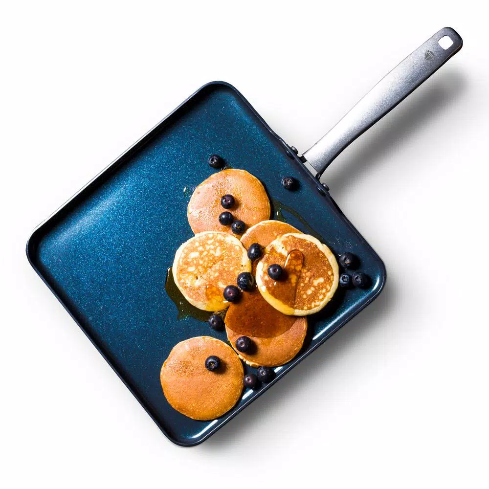 Blue Diamond 11 in. Aluminum Ceramic Nonstick Square Griddle, Blue