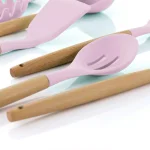 MegaChef 9-Piece Pink Silicone and Wood Kitchen Utensil Set with Ceramic Holder thumbnail 4