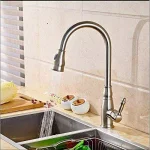 Vanity Art Brushed Nickel Single-Handle Pull-Down Kitchen Faucet with 360 Degree Swivel Spout thumbnail 6
