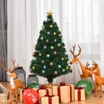 Costway 4 ft. Fiber Optic Pre-Lit Christmas Tree with Multi-Color LED Lights, Ornaments, and Gold Star thumbnail 3