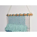 LR Home Coast Gray & Teal Fringed Tufted Cotton Wall Tapestry - Bohemian Coastal Wall Hanging thumbnail 4