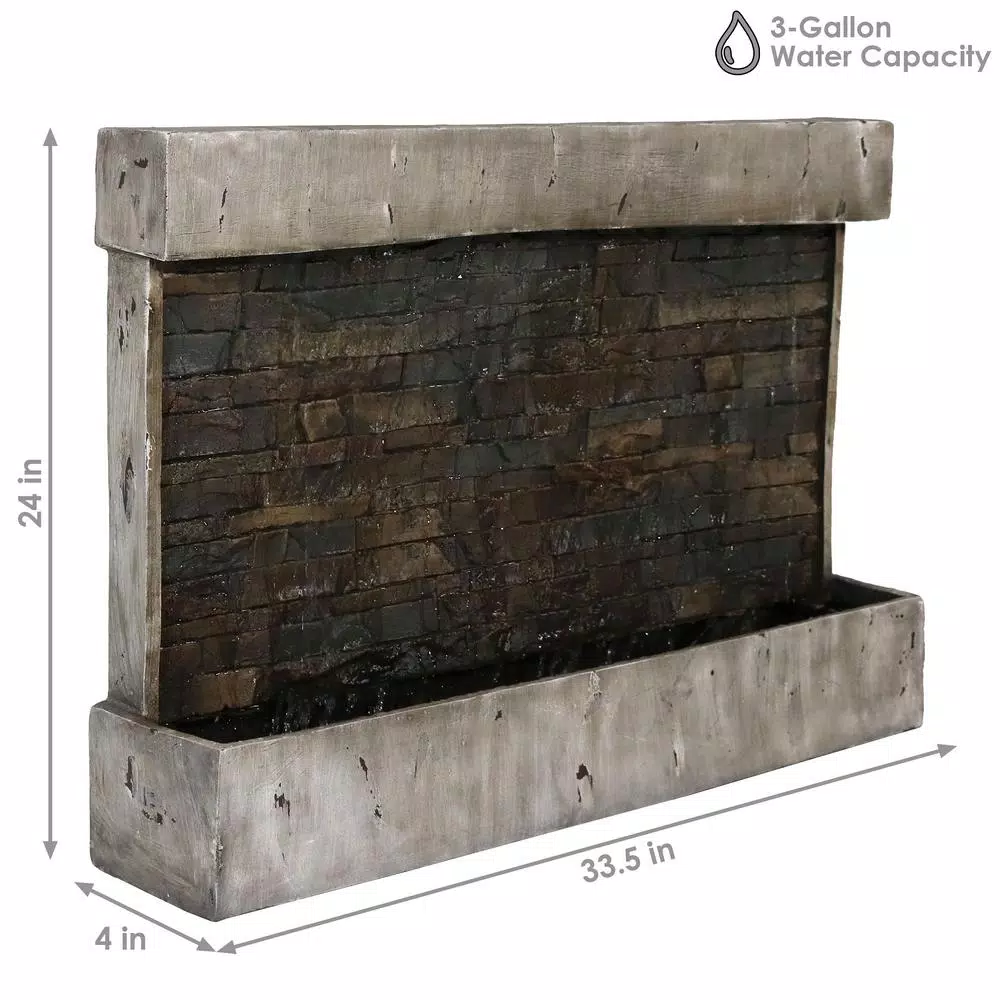 Sunnydaze Decor 24 in. Ancient Style Outdoor Wall Water Fountain, Gray Polyresin