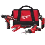 Milwaukee M12 12V Lithium-Ion Cordless 4-Tool Combo Kit with (2) 1.5 Ah Batteries and Charger thumbnail 1