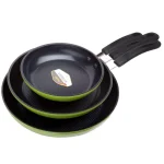 Ozeri Green Earth 3-Piece Aluminum Ceramic Nonstick Frying Pan Set, Green thumbnail 1