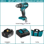 Makita 18V LXT Brushless Cordless 1/2 in. Driver-Drill Kit with 3.0Ah Battery and Charger thumbnail 2
