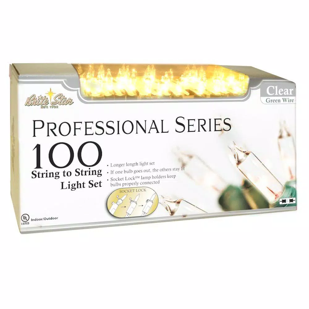 Unbranded Brite Star Professional Series 100-Light Clear Mini String Lights with Green Wire (Set of 2)