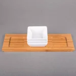 Creative Home 4-Piece Stoneware Square Bowls and Natural Bamboo Serving Tray Set thumbnail 3