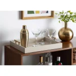 Kate and Laurel Lipton Decorative Rectangular Tray with Brushed Metal Handles, Brown Glossy Finish thumbnail 5