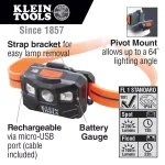 Klein Tools 2-Piece Rechargeable Flashlight and Headlamp Set with Laser thumbnail 3