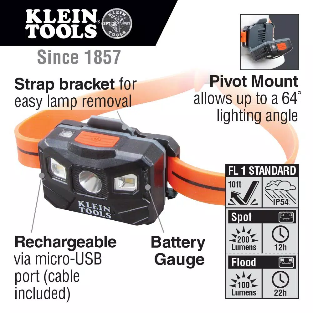 Klein Tools 2-Piece Rechargeable Flashlight and Headlamp Set with Laser