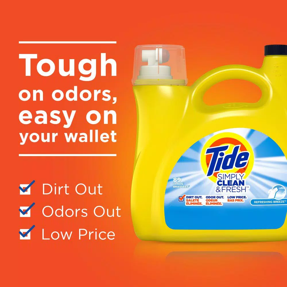 Tide Simply Clean and Fresh Liquid Laundry Detergent, Refreshing Breeze, 138 oz (89 Loads)