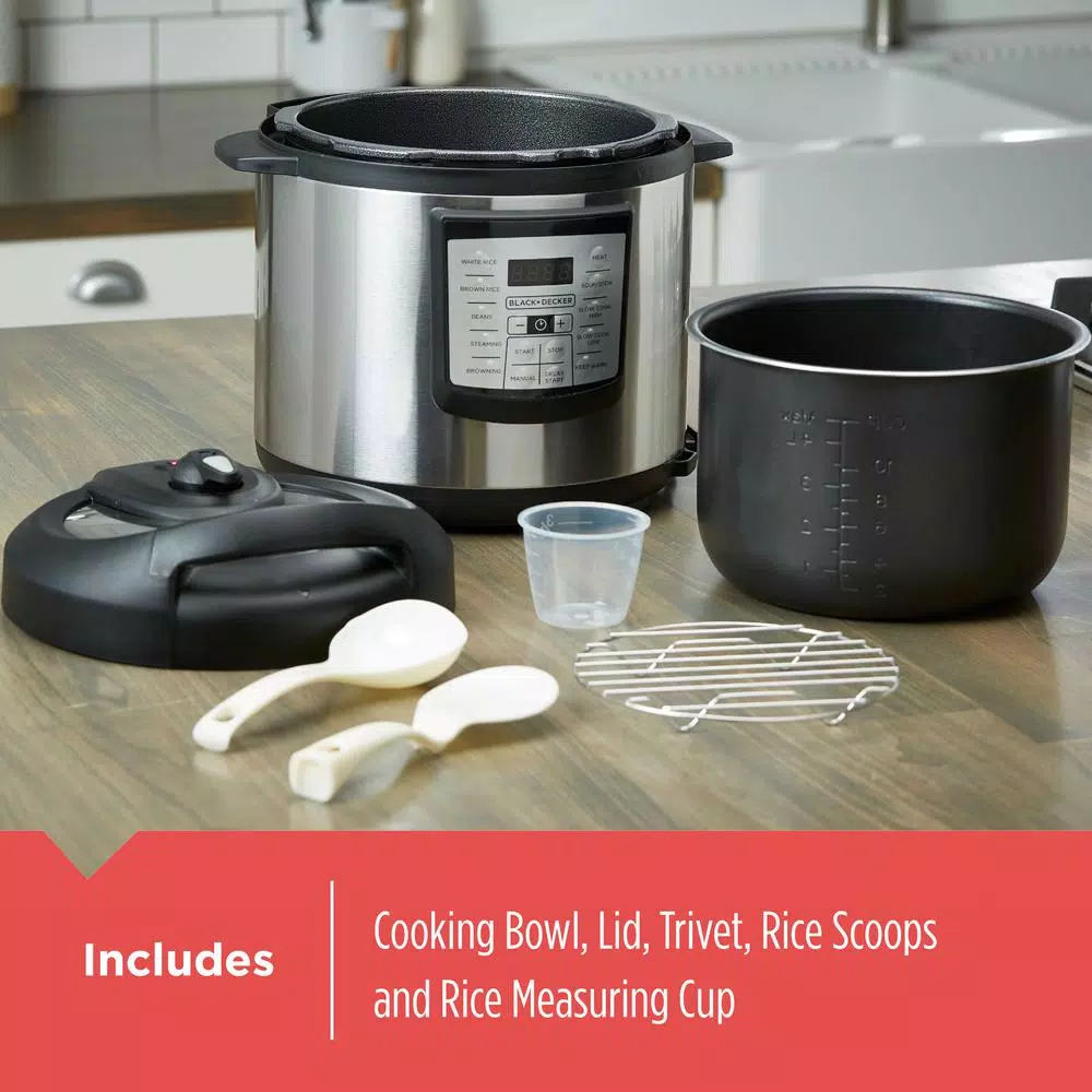 BLACK+DECKER 11-in-1 6 Qt. Stainless Steel Electric Pressure Cooker with Non-Stick Insert
