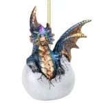 Design Toscano Hard Boiled Dragon Hatchling Holiday Ornament, 3.5 in. Resin Dragon Egg Collectible thumbnail 2