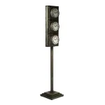 Zentique Antique Grey Metal Floor Clock with 3 Clock Faces and Hidden Storage thumbnail 2